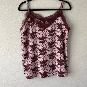 Burgundy Navy floral tank